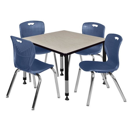 Regency Tables > Height Adjustable > Square Table & Chair Sets, 30 W, 30 L, 23-39 H, Maple TB3636PLAPBK40NV